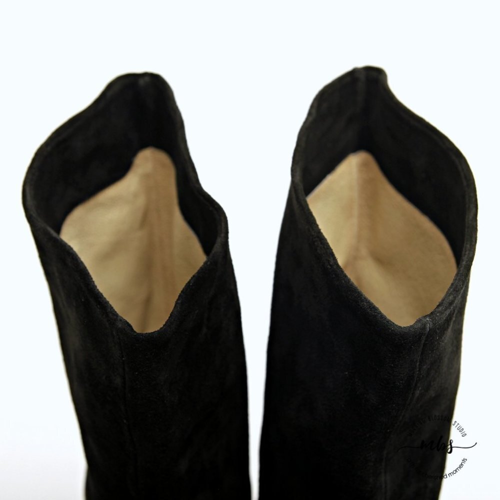 Fendissime by Fendi Suede Wedge Tall Boots in Black Women Size 5.5 - Picture 9 of 13